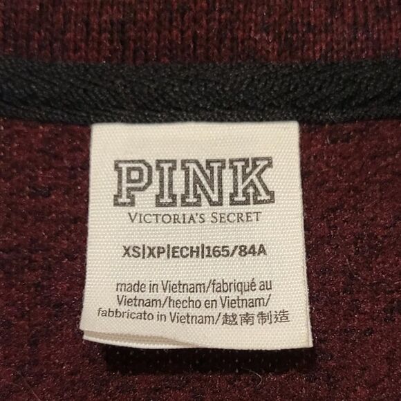 Victoria Secret PINK Women's Burgundy Quarter Zip, Embroidered Logo XS - Picture 4 of 6